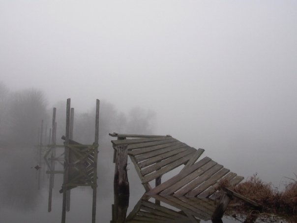 Broken bridge on a foggy morning Was told I should post here 