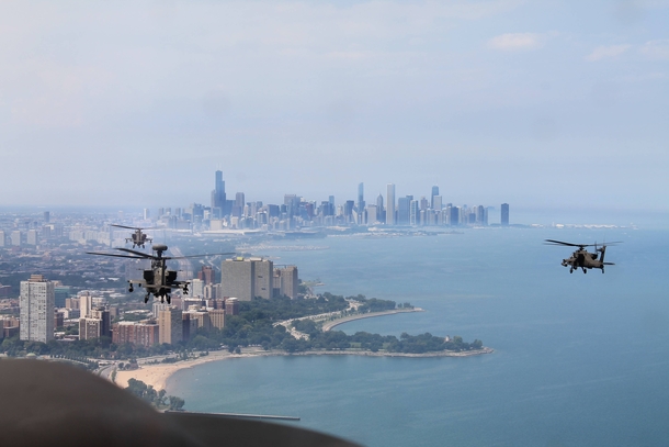 Chicagos lakefront via helicopter x-post rChicago 