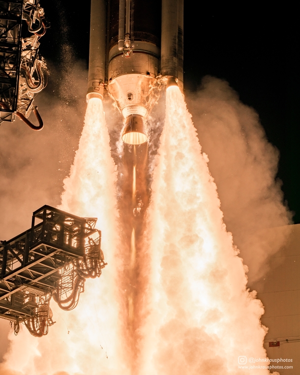 Closeup of the RS-A engine and four GEM- solid rocket boosters on the Delta IV Medium  rocket 