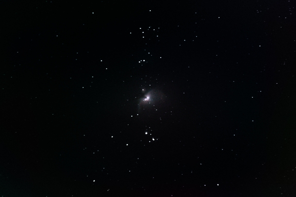 First attempt on Orion Nebula this is taken from my back yard with a lot of light pollution and moonshine but we dont get a lot of nights with clear view as this so had to take the opportunity  Hope you like it See the comments for settings and gear