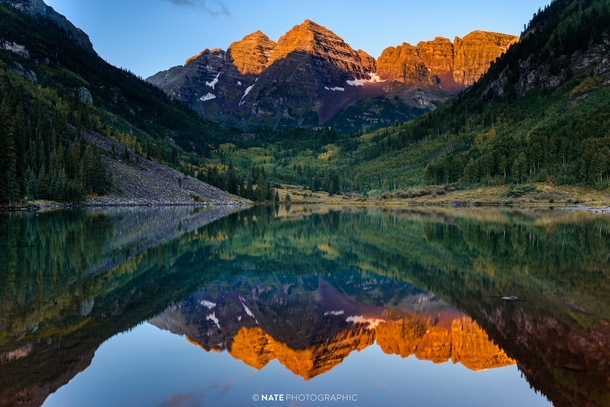 Hiked to Maroon Bells CO for sunrise Battery died A stranger let me take a few shots with my memory card in his camera Thanks stranger 