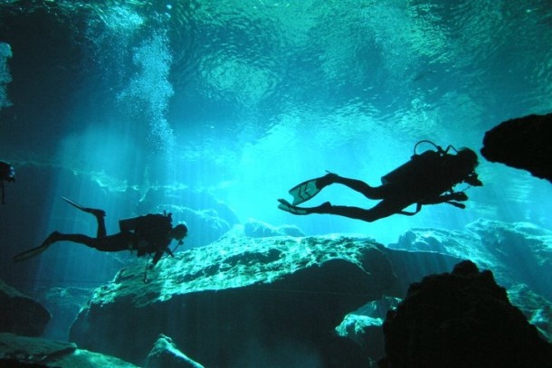 Mediocre quality but this is me tooling around a cenote near Playa del Carmen Mexico 