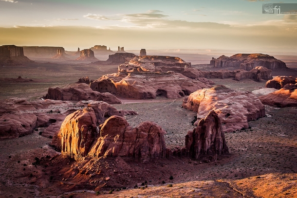 Navajo County - Sunset over the Monument Valley view from the Hunts Mesa AZ  by Francesco Riccardo Iacomino