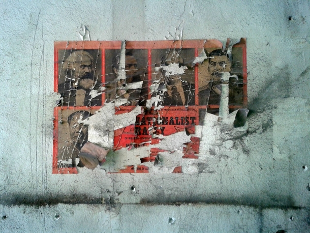 Old propaganda posters from the Communist Party of Canada - found underneath the facade of a local building during renos 
