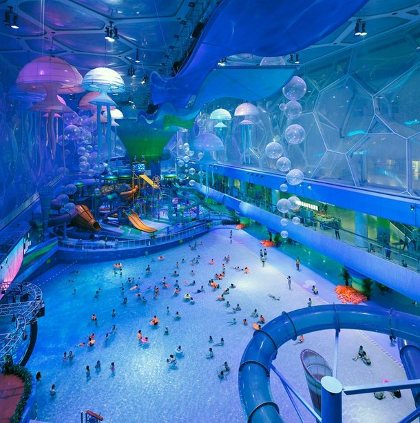 The Beijing water cube now transformed into a water park