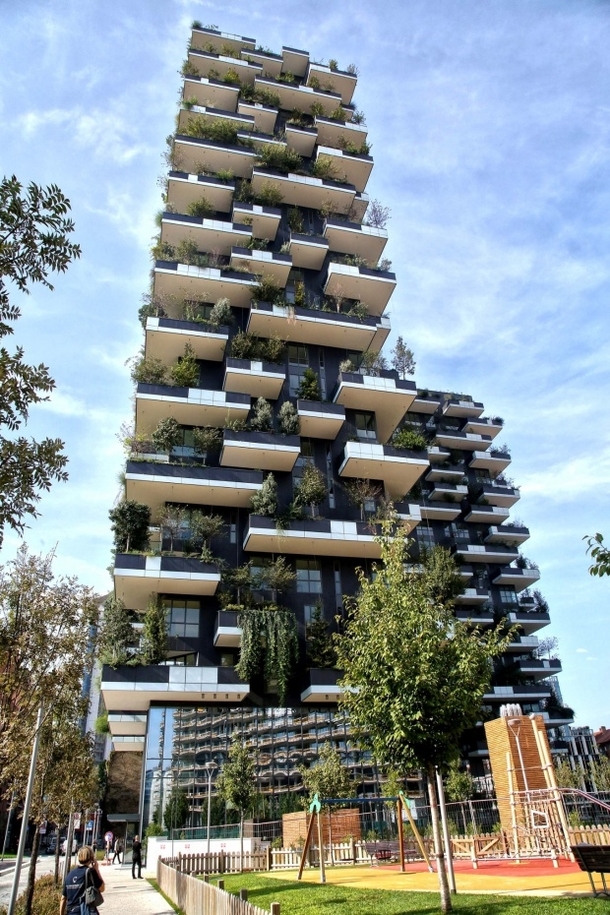 The Bosco Verticale via De Castilla a residential tower in Milan Italy 