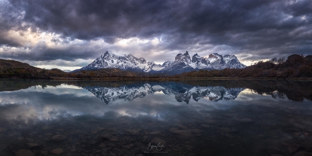 This rare windless morning in Torres del Paine Chile was incredibly epic 