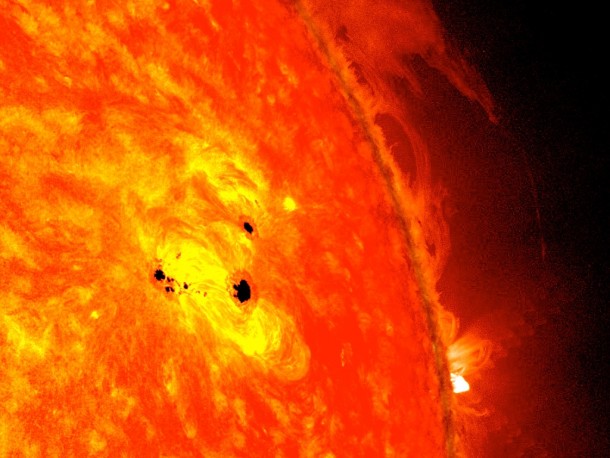 Two new sunspots are rapidly forming on the sun They have already grown to over six Earth diameters across 