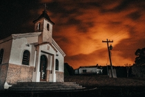  Abandoned church in Brazil clouds red from the wildfires