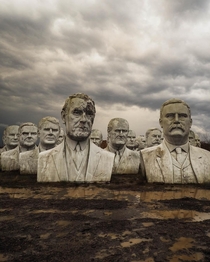  abandoned presidential busts in a field in Croaker Virginia