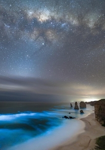  Bioluminescence and the Milky Way at the Twelve Apostles Vic Australia
