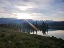  Caught the exact moment the sun rose over the Canadian Rockies