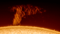  minute h-alpha time lapse from today of a larger solar prominence