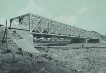 mixed rail amp road bridge over Trotus River Targu Ocna Romania
