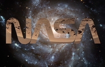  NASA worm logo art by me  x  Mars Dingo Gap superimposed over spiral galaxy Messier  M Credit nasaorg and hubblesiteorg respectively for source images