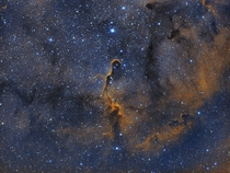  This is my first attempt at bi colour narrowband data processing after getting the Optolong L-Enhance filter recently Im super happy with the results The Elephants Trunk Nebula in Cepheus