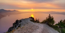  x A hazy sunset on a happy lil ridge in crater lake oregon The caldera was Smokey from the recent wildfires