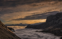 A beautiful sunrise above the clouds Axalp valley in the Swiss Alps  photo by Tim Allen x-post rSchweiz