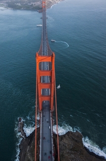 A birds eye view of the Golden Gate Bridge  Photographed by Lorenzo Montezemolo
