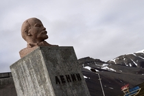 A bust of Vladimir Lenin stands in the abandoned Russian mining settlement of Pyramiden in Svalbard a Norwegian archipelago in the Arctic Ocean Dominique Faget 
