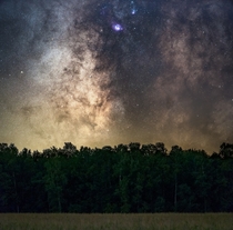 A close up of the Milky Way setting in rural Ontario Canada 
