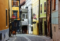 A colorful street in Cesky Krumlov Czechia 