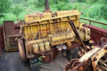 A diesel engine on an abandoned rail car in Duluth MN 
