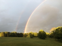 A double rainbow touching down on my parents farm GA 