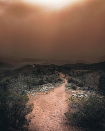 A dust storm approaching us in the Flinders Ranges 