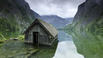 A flooded shack in between two gorges Germany x