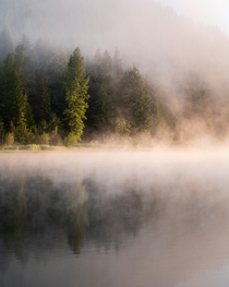 A Foggy Morning at Trillium Lake OR  IG seanhew