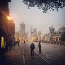 A foggy morning in Ghent Belgium 