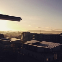 A frosty misty morning in Dublin Ireland The view here from my balcony 