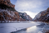 A Frozen Colorado River in Glenwood Canyon