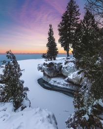 A frozen winter sunrise on Lake Michigan Door County WI  Instagram grantplace