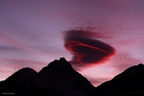 A heart-shaped lenticular clouds over New Zealand