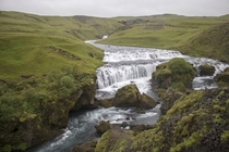 A less-often posted waterfall just a  minute hike behind the well-known Skgafoss in Iceland  x