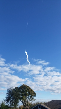 A little cloudy on the ground but a beautiful contrail from this mornings SpaceX NROL- payload