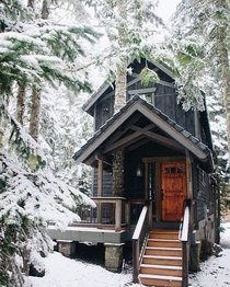 A little snow on the cabin