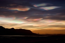 A magnificent display of polar stratospheric clouds above Saurkrkur Northern Iceland 
