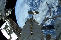 A perfect walk - strapped to the ISSs Canadarm  by ESA astronaut Alexander Gerst