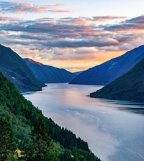 A photo of a Fjord in Norway during sunset  - more of my landscapes at insta glacionaut