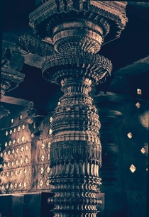 A pillar at Chennakeshava temple Belur India 