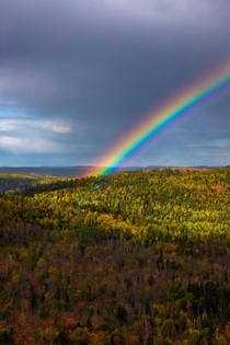 A pot of gold leaves under the rainbow over Lutsen Minnesota 