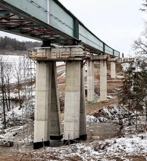 A rail bridge under construction in Czechia on the Prague-Linz route