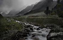 A river in monsoon Sonmarg Kashmir 