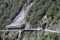 A rock fall shelter and aqueduct on the Arthurs Pass section of New Zealand State Highway  near Otira 