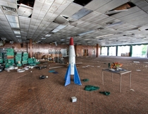 A rocket ship in the dining room of the abandoned homowack lodge Catskills NY