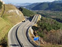 A runaway truck ramp on Misiryeong Penetrating Road in Gangwon Province Korea 