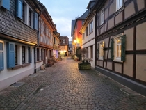 A small street in the center of Frankfurt Hchst in Germany 